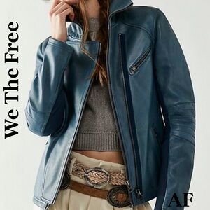 We The Free  Cora Women's Teal Leather Jacket Size Small New